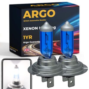 Argo H7 55w Xenon Super White Bulbs/Headlight Drl High Low Dipped Main Beam Fog Light Lamp 499 477 Px26d Car Van Halogen Hid 6000k Upgrade Bright Bulb 12