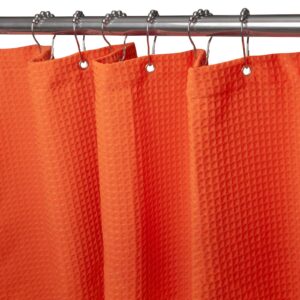 VANZAVANZU Shower Curtain for Bathroom with Metal Hooks Waffle Fabric Shower Curtain Heavy Duty Bath Curtain for Wet Room Bathtub Shower Stall