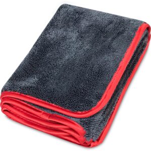 Towelogy Large Twisted Loop Car Drying Towel 1200GSM Detailing Super Thick Absorbent Microfibre Car Cloth 60x40cm (Red)