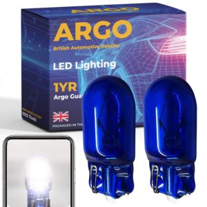 Argo 501 T10 Xenon White W5w Side Light Bulbs W5w Cool Bright Wedge Parking Light Headlight Map Dome Interior Halogen Upgrade Car Van Front Rear Number Plate Boot Light Bulb 12