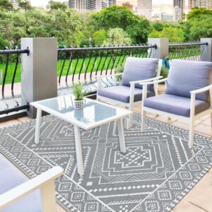 Capslpad Reversible Outdoor Patio Rugs 120x180cm Waterproof Plastic Straw Rug Portable Camping Carpet UV Resistant Outdoor Area Rug for Porch Deck Backyard Balcony Beach BBQ Decor(Include Carry Bag)