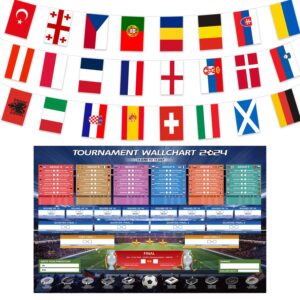 AhfuLife 2024 Euro Football Championship Bunting Flags and Wall Chart Poster