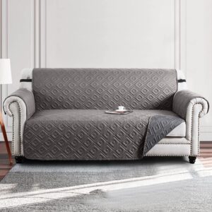 Moonlight Bedding Sofa Cover 3 Seater Non Slip 100% Water Resistant Sofa Slipcovers Light Grey - Dark Grey Reversible Quilted Sofa Protectors from Pets/Dogs