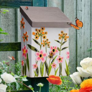 Muldale Insect Hotel for Garden - Butterfly House for Ladybird Bug Bee - Lady Bug House - Weatherproof Hand Painted Brightly Coloured Bug and Insect House - Gift Boxed - Light Blue