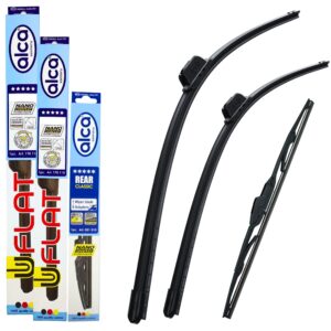 alca Wiper Blades Flat Hook Fits Ford Fiesta 2003-2008 Full Set Front And Rear Wipers AH 22"16"10"ARC