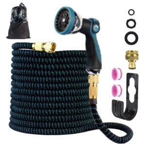 Expandable Garden Hose Pipe - Flexible Hose Pipe 50FT Garden Water Hose with 10 Function Spray Gun and 3/4" 1/2" Garden Hose Fittings for Garden Lawn Watering Pet Bathing Car Washing（50FT/15m）