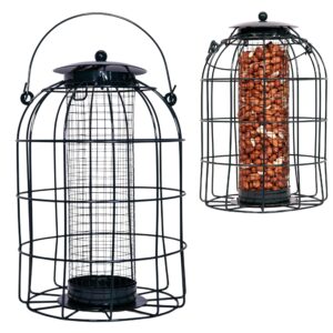 Premium Peanut Bird Feeder with Squirrel Guard - Squirrel & Pigeon Proof Bird Feeders UK - Durable Outdoor Peanut Feeders for Birds with Pack Size-1