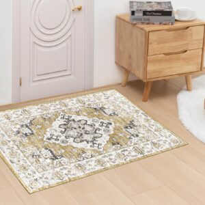 Vamcheer Vintage Area Rugs for Living Room - Traditional Small Door Mat 60x90cm Soft Short Pile Area Rugs for Doorway Entryway Washable Carpet for Bedroom Non Slip Non Shedding