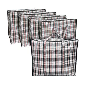 ANSIO Large Laundry Bags Pack of 5 Storage Bags Reusable Laundry Bags with Zips Ideal for Moving House Clothing & Wardrobe Storage (60L x 25W x 50H cm)