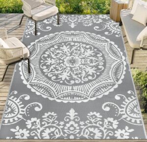 Capslpad Outdoor Rugs for Patio 120x180cm Waterproof Boho Floral Outdoor Mat Reversible Plastic Straw Rug Potable Picnic Blanket Carpet for RV Camper Porch Balcony BBQ Deck Terrace Tent Decor