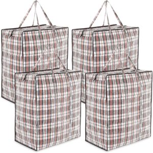 DECO EXPRESS Laundry Bags Large - Strong Durable Storage Bags for Moving House Shopping and Laundry - Jumbo Reusable Zip Bag Storage Bags XXL Multipack (Pack of 4)