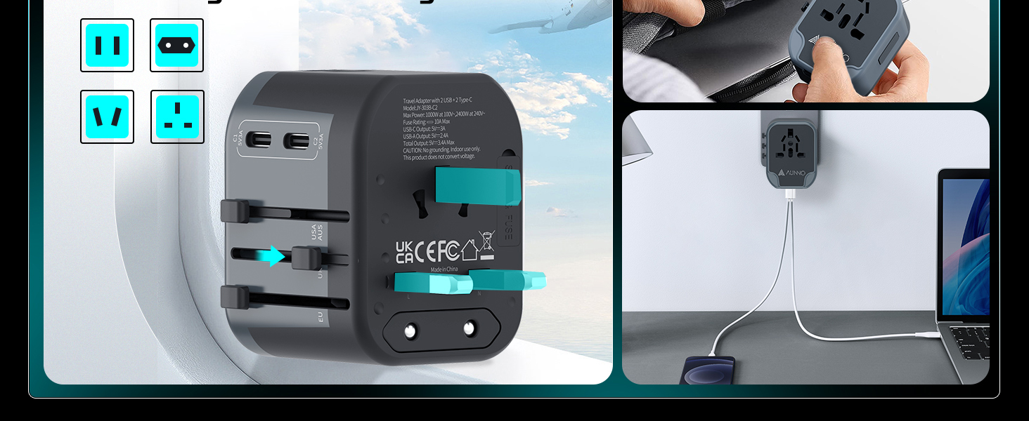AUNNO Universal Travel Adapter
