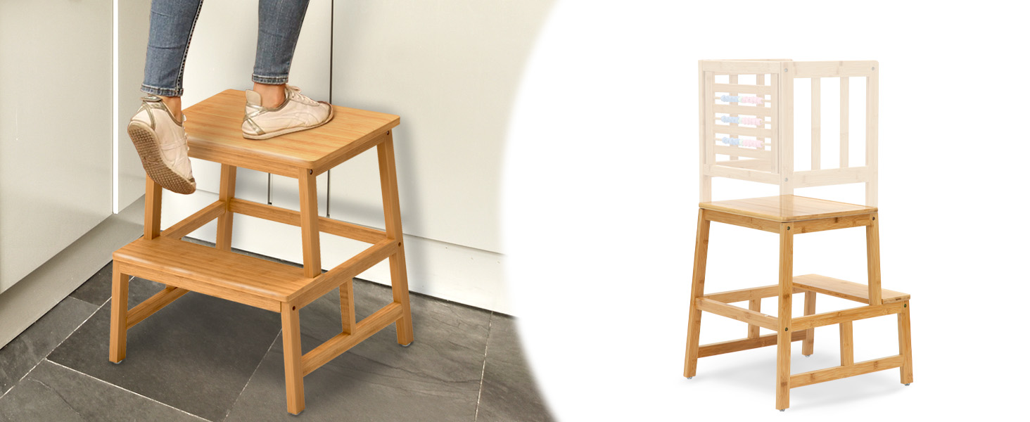 Montessori Tower for Learning Kitchen stool Helper bamboo wood for toilet bathroom sink counter
