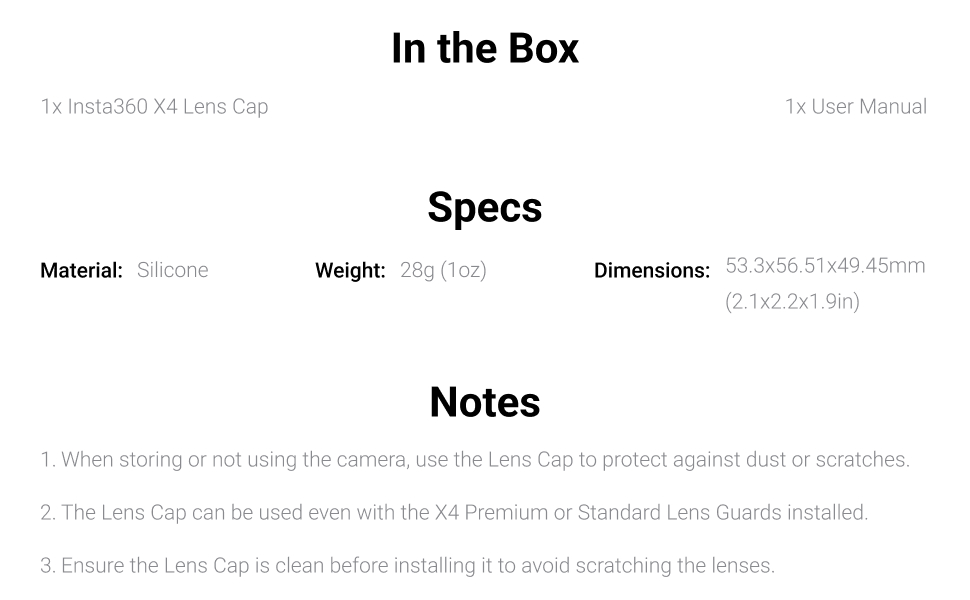 Insta360 X4 Lens Cap