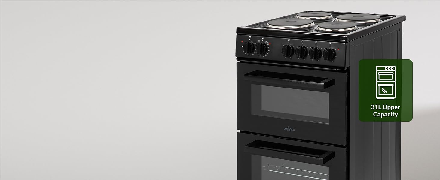 Willow twin cavity electric cooker with 31l upper grill capacity