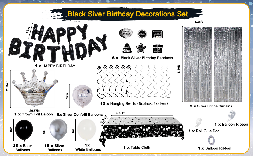 black birthday decorations