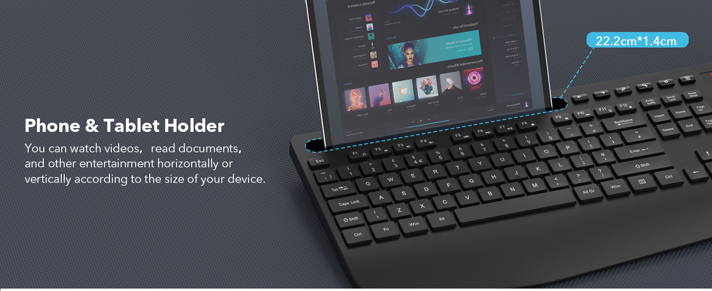 Full-Size Ergonomic Keyboard with Wrist Rest