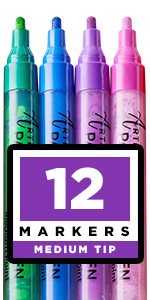 Paint pens for Rock Painting, Stone, Ceramic, Glass, Wood. Set Acrylic Paint Markers Extra-fine tip