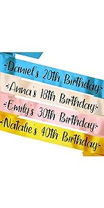 Birthday Name and Age Sash