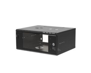 Stalflex | Server Rack Data Cabinet - 19 Inch 4U 450mm Deep Wall Mounted Networking Rack Enclosure for Home Office Server Room | Adjustable Mounting Rails (Black (RAL 9005)