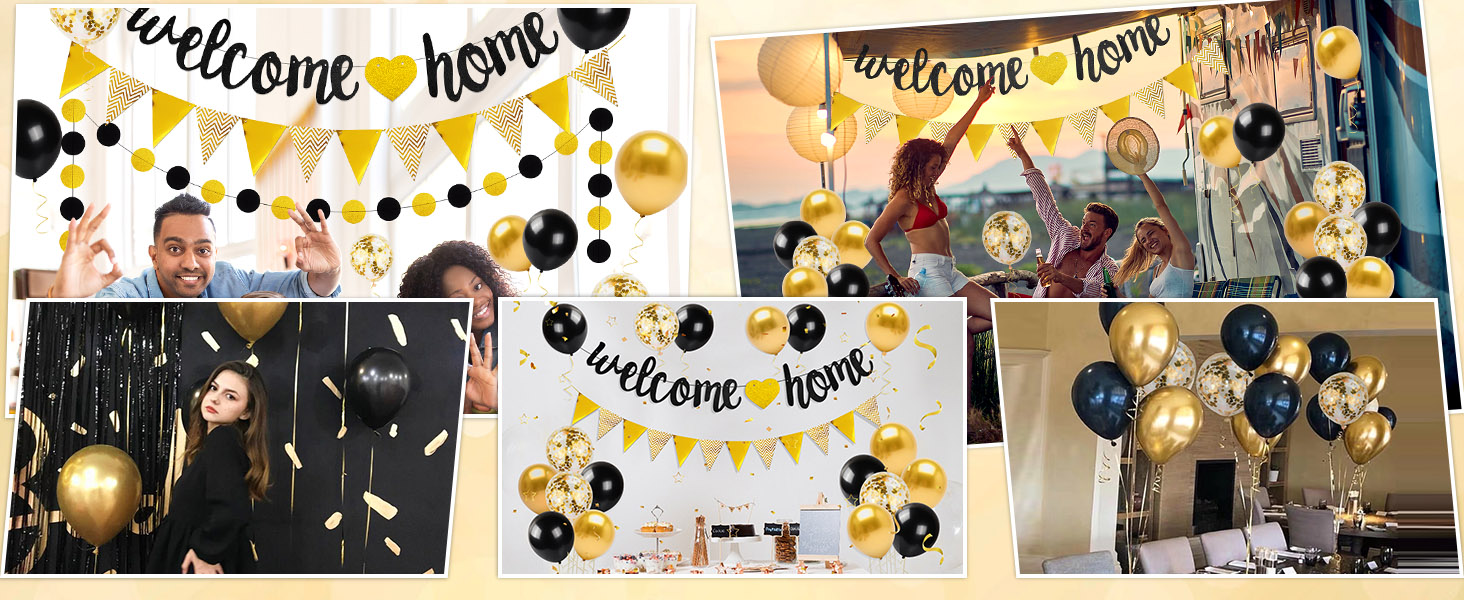 Black Gold Balloons Decorations Set