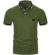 KUNJLELP Men's Regular-Fit Cotton Short Sleeve Polo Shirt Casual Golf Polos