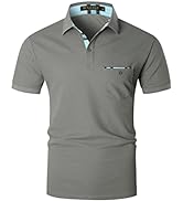 KUNJLELP Men's Regular-Fit Short Sleeve Polo Shirt Fashion Plaid Golf Polos