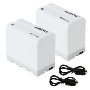 AMBITFUL NP-F970 Batteries 2 Pack 6600 mAh with Type-C Charging Cable for Sony NP F750