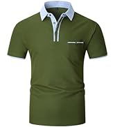 KUNJLELP Mens Polo Shirt Short Sleeve Plain Top Tee Regular-Fit Cotton Casual Golf Sports T-Shirt