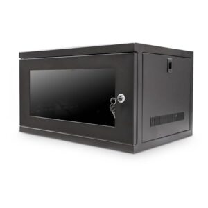 LMS Data Server Rack Data Cabinet - Deep Wall Mounted 19 Inch Black Storage Rack for Home