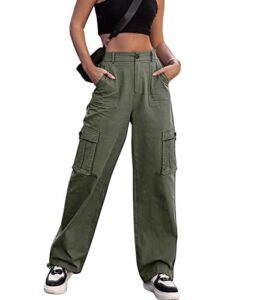 Breampot Womens Cargo Trousers High Waist Hiking Walking Combat Pants Casual Work Bottoms Outdoor Streetwea