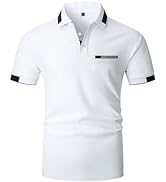 KUNJLELP Mens Polo Shirt Short Sleeve Plain Top Tee Regular-Fit Cotton Casual Golf Sports T-Shirt
