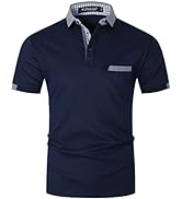 KUNJLELP Men's Regular-Fit Cotton Short Sleeve Polo Shirt Casual Golf Polos