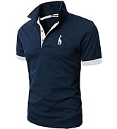KUNJLELP Men's Regular-Fit Cotton Pique Polo Shirt Short Sleeve Golf Polos