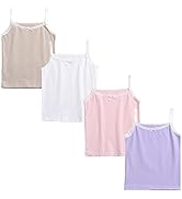 FedMois Girls Cotton Cami Tops Undershirts Summer Tops, Pack of 4