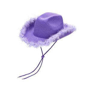 Aunaeyw Cowgirl Hat with Feather Boa - Cowboy Hat for Women