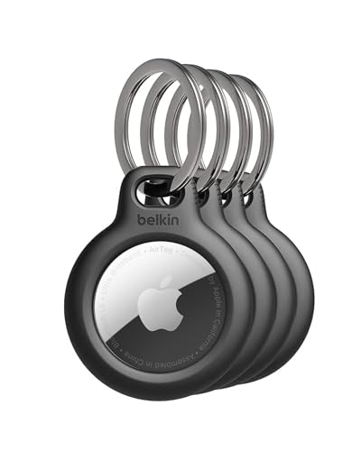 Belkin AirTag Case with Key Ring (Secure Holder Protective Cover for Air Tag with Scratch Resistance Accessory) – 4-pack