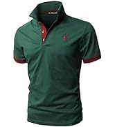 KUNJLELP Men's Regular-Fit Cotton Pique Polo Shirt Short Sleeve Golf Polos