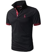 KUNJLELP Men's Regular-Fit Cotton Pique Polo Shirt Short Sleeve Golf Polos