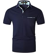 KUNJLELP Men's Regular-Fit Cotton Pique Polo Shirt Short Sleeve Golf Polos