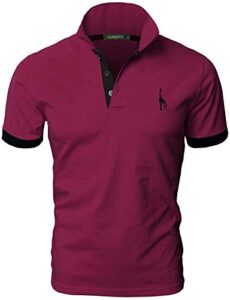 GNRSPTY Mens Short Sleeve Polo Shirts Classic Giraffe Embroidery Golf Tennis T-Shi