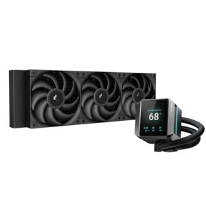 DeepCool MYSTIQUE 360 Liquid Cooler 360mm LCD 5th Gen Pump 3400 RPM AIO 2.8" 640x480 TFT LCD Screen Anti-Leak Tech FT12 SE PWM Fans