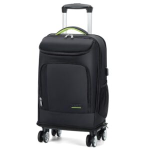 Lekespring Leather Backpack Trolley Business Backpack with Removable Wheels