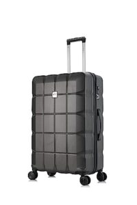 ATX Luggage Suitcase Large Super Lightweight ABS Hard Shell Suitcase with 4 Dual Spinner Wheels and Built-in TSA Lock (Gun Metal Grey