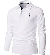 KUNJLELP Men's Regular-Fit Polo Shirt Long Sleeve Giraffe Embroidere Golf Polos 100% Cotton
