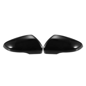 X AUTOHAUX Pair Car Rear View Driver Passenger Side Mirror Cover Cap Replacement Gloss Black for Volkswagen Golf MK6 Touran Mirror Guard Covers Decoration Trims