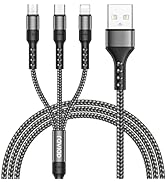 RAVIAD Multi Charger Cable, 3 in 1 Charger Cable [1.2M] Multiple USB Cable Nylon Braided with Mic...