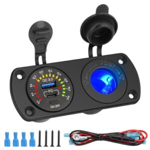 Linkstyle USB C Car Charger Socket Panel 12V