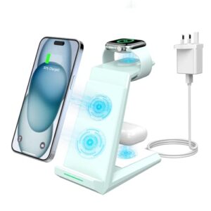 Wireless Charger 3 in 1 - ADADPU 15W Fast Charging Station for Apple iWatch Series 9/8/7/6/SE/5/4/3/2 Charger Stand for Multiple Devices iPhone 15/14/13/12/11 Pro Max/XS/XR/X/8 Airpods Pro