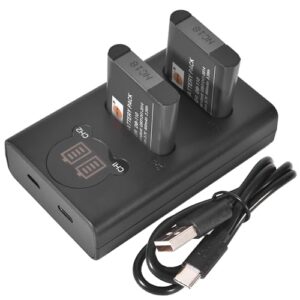 DSTE 3.7V 900mAh DB-110 DB110 Replacement Battery (2-Pack) and Smart LED Dual USB Charger Compatible for Ricoh GR III